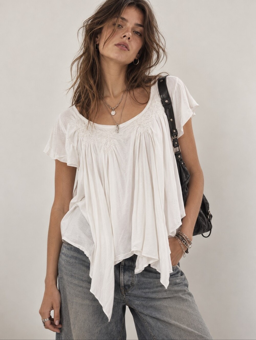 ALL SAINTS SPITALFIELDS TRELLIS TOP White Asymmetrical PORTUGAL MADE Size 6